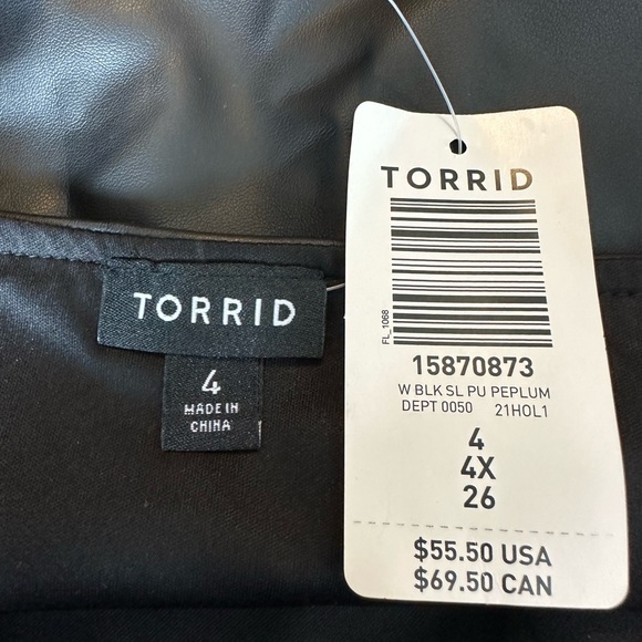 Torrid Peplum Faux Leather Top (torrid size 4) - Picture 2 of 6